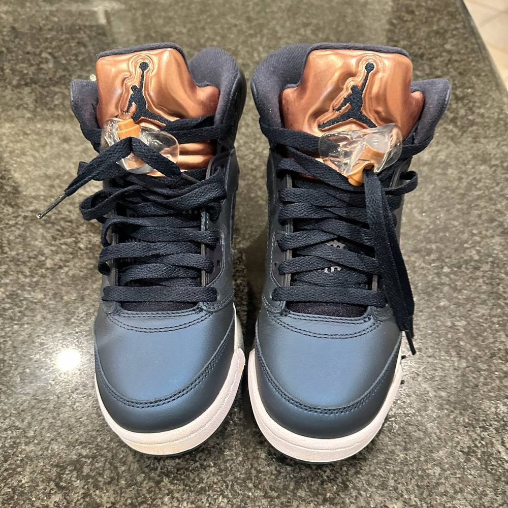 Air Jordan Midnight/Bronze Nike High Top Sneakers Youth Size 5.5